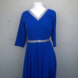 Navy Dress with Silver Borders